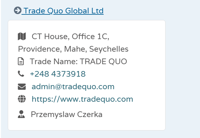QuoMarkets presence in Seychelles FSA official database