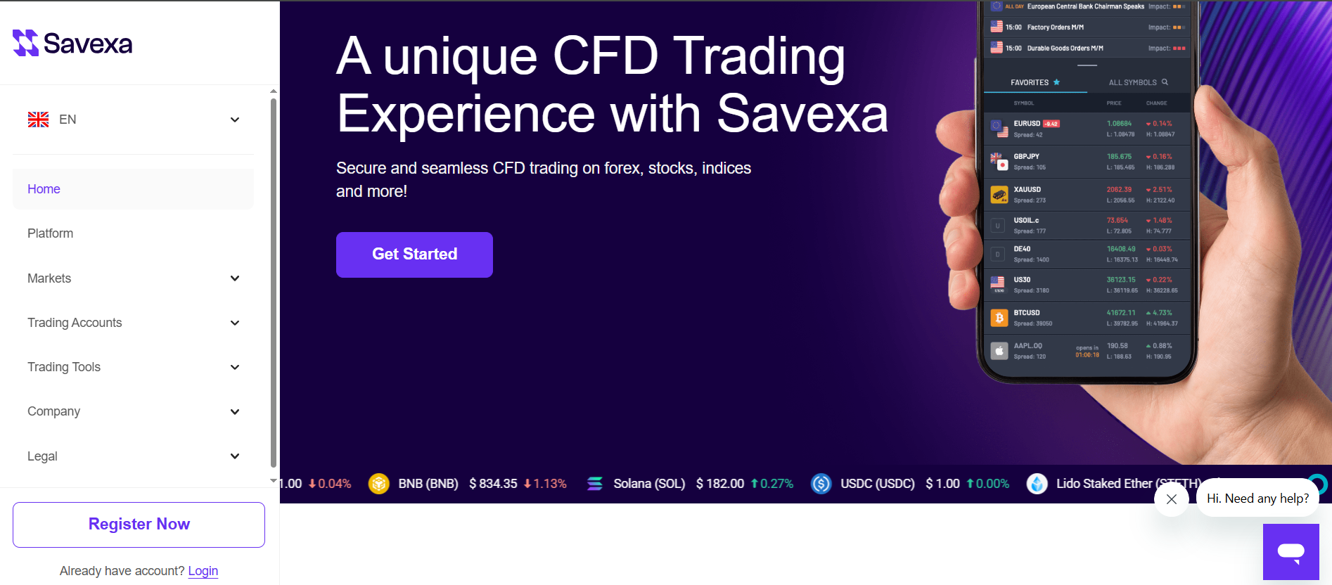 Homepage of Savexa’s official website