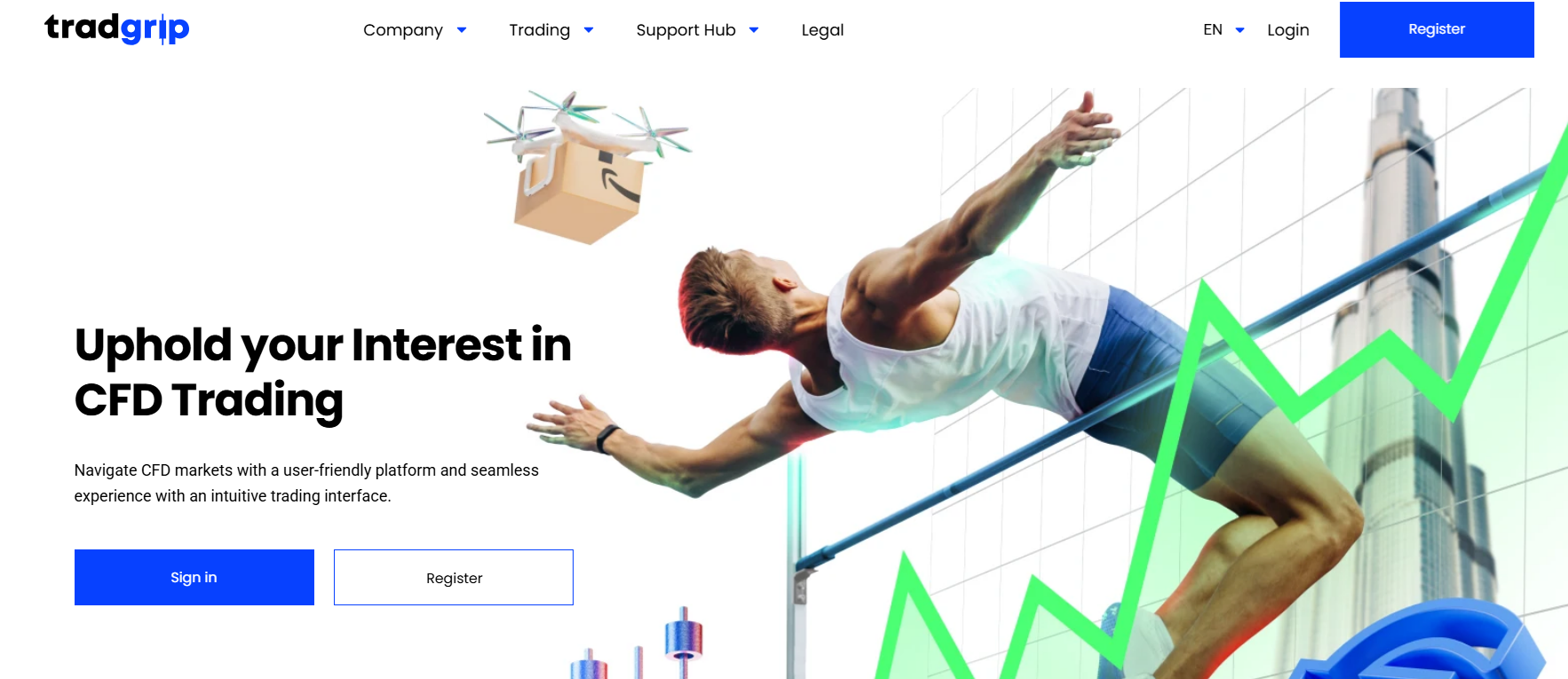 View of the broker official website homepage