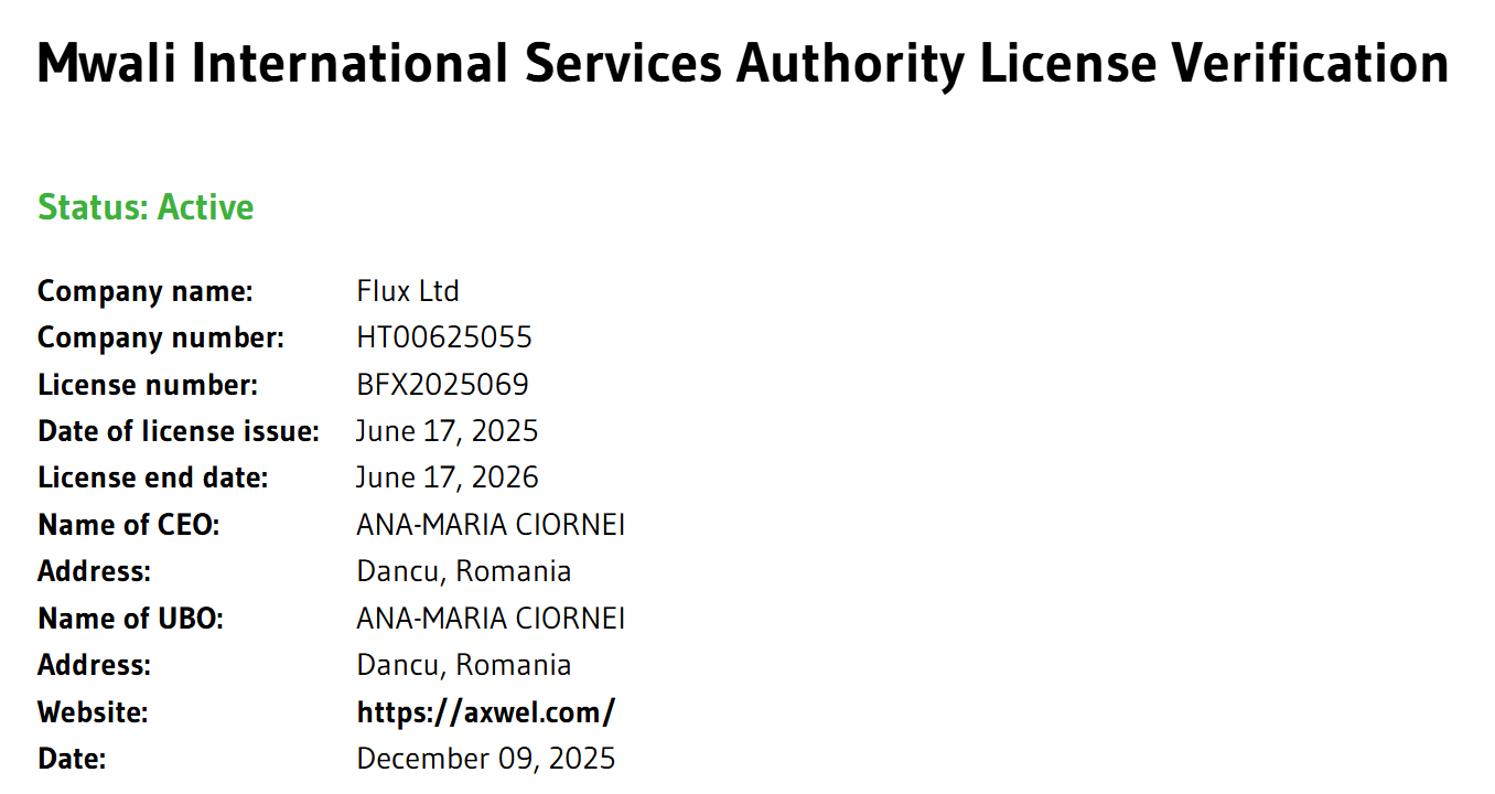 Overview of the Axwel offshore license issued by MISA and what it means for traders