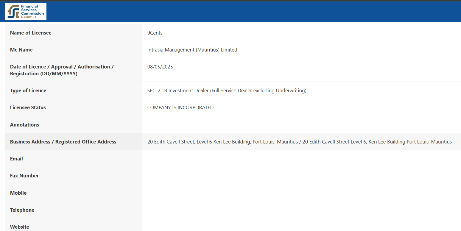 FSC of Mauritius license details.