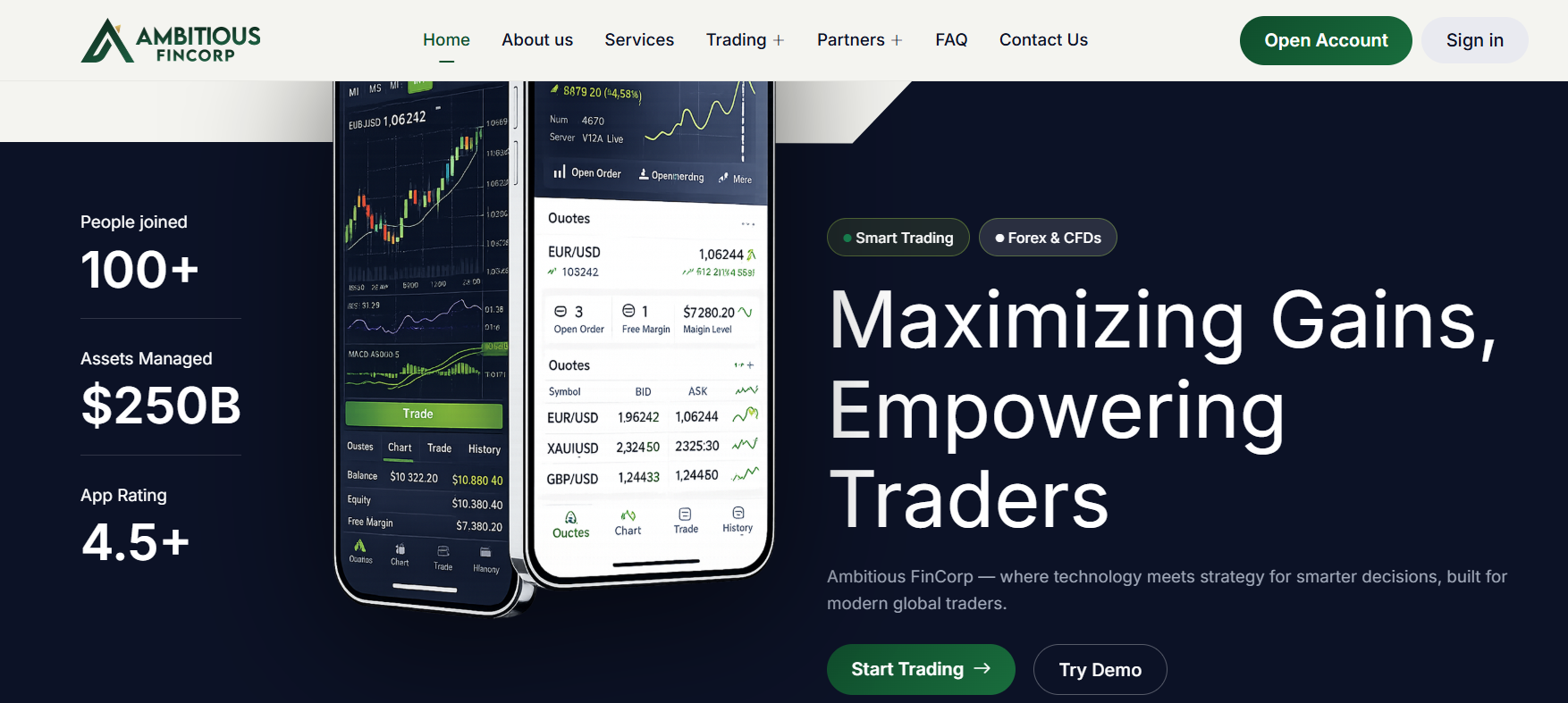 Analysis of the official ambitiousfincorp.com website and the information provided on it.