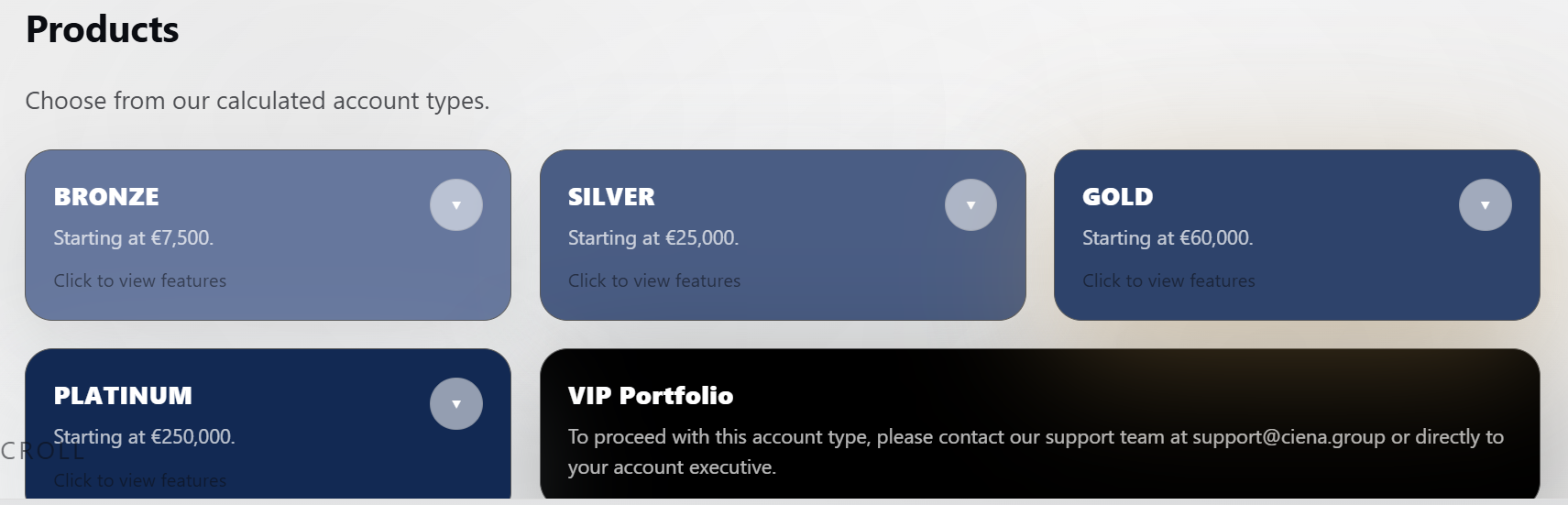 A review of Cienagroup account types revealed opaque terms, high deposit requirements, and a lack of key trading parameters.
