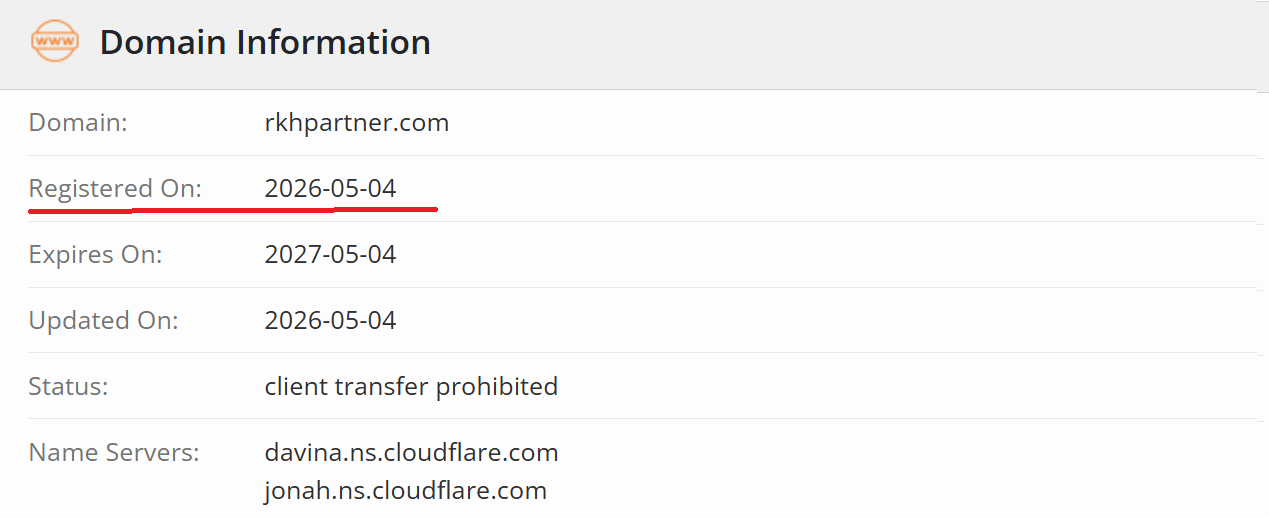 Domain registration details of rkhpartner.com