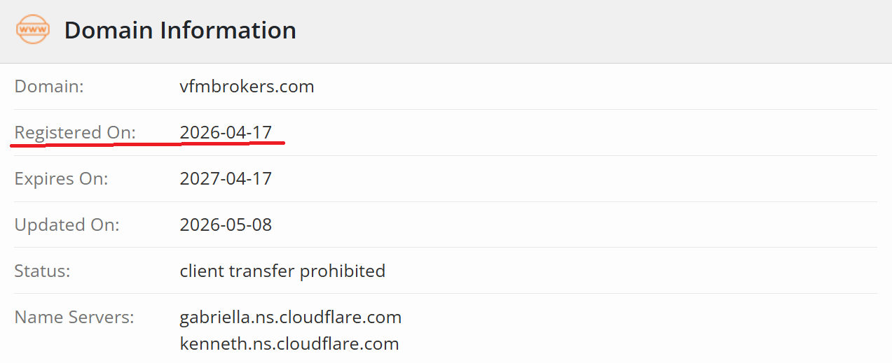 Key details regarding registration and domain history.