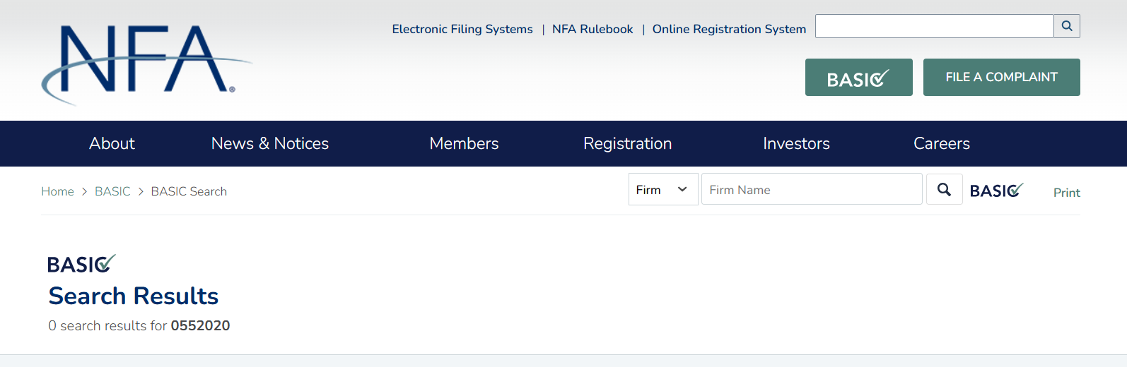 Verification of VFM Brokers' claimed registration in the NFA database.