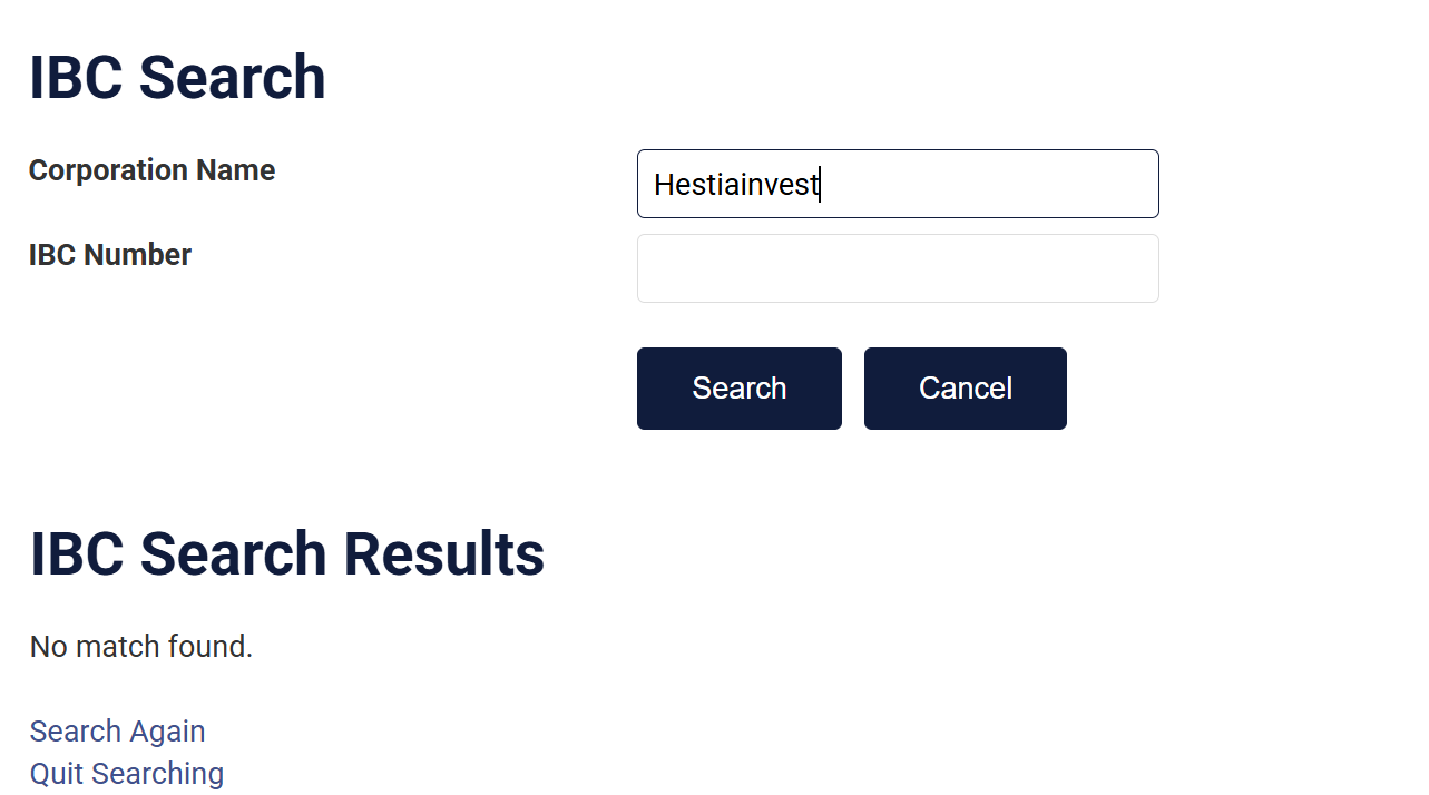A check revealed that Hestia Invest is not listed in the Saint Lucia register of legal entities.